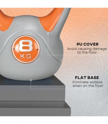 SPORTNOW 8kg Kettle Bell with Handle for Home Gym, Orange and Grey