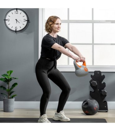 SPORTNOW 8kg Kettle Bell with Handle for Home Gym, Orange and Grey