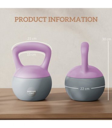 SPORTNOW 12KG Kettlebell with Soft Body and Non-Slip Handle, Purple, Grey