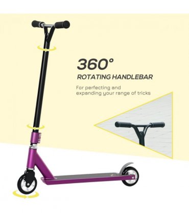 HOMCOM Stunt Scooter Entry Level Tricks Scooter for 14+ Beginners, Purple