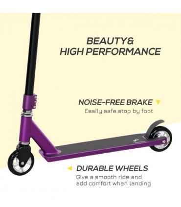 HOMCOM Stunt Scooter Entry Level Tricks Scooter for 14+ Beginners, Purple