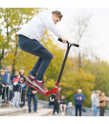 HOMCOM Stunt Scooter Entry Level Tricks Scooter for 14+ Beginners, Red