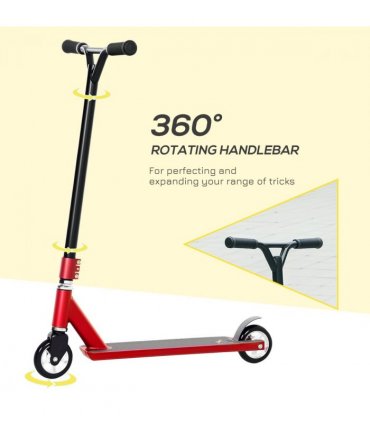 HOMCOM Stunt Scooter Entry Level Tricks Scooter for 14+ Beginners, Red