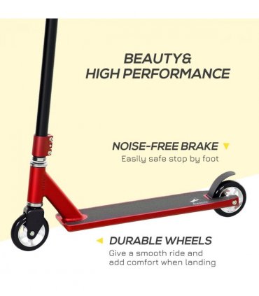 HOMCOM Stunt Scooter Entry Level Tricks Scooter for 14+ Beginners, Red