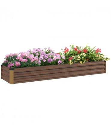 Outsunny Galvanised Raised Bed for Garden, Outdoor Elevated Planter Box, Brown