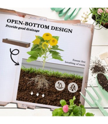 Outsunny Galvanised Raised Bed for Garden, Outdoor Elevated Planter Box, Brown
