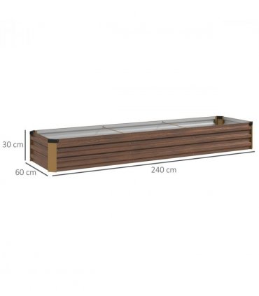 Outsunny Galvanised Raised Bed for Garden, Outdoor Elevated Planter Box, Brown