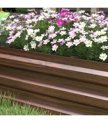 Outsunny Galvanised Raised Bed for Garden, Outdoor Elevated Planter Box, Brown