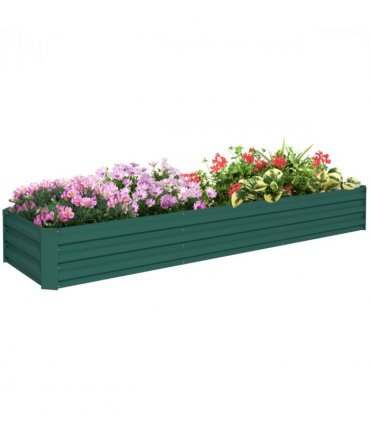Outsunny Galvanised Raised Bed for Garden, Outdoor Elevated Planter Box Green