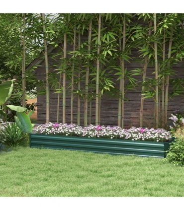 Outsunny Galvanised Raised Bed for Garden, Outdoor Elevated Planter Box Green
