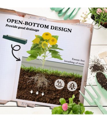 Outsunny Galvanised Raised Bed for Garden, Outdoor Elevated Planter Box Green