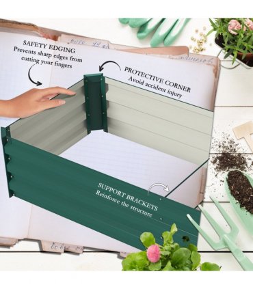 Outsunny Galvanised Raised Bed for Garden, Outdoor Elevated Planter Box Green