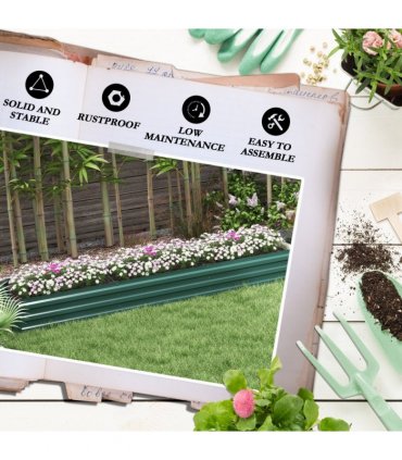 Outsunny Galvanised Raised Bed for Garden, Outdoor Elevated Planter Box Green