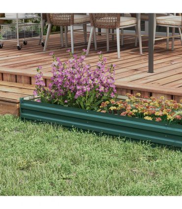 Outsunny Galvanised Raised Bed for Garden, Outdoor Elevated Planter Box Green