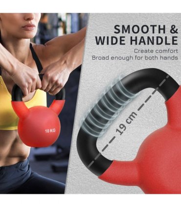 HOMCOM 10KG Kettlebell with Soft Body and Non-Slip Handle, Red