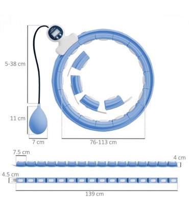 SPORTNOW Smart Weighted Hula Hoop with 16 Detachable Knots, Light Blue