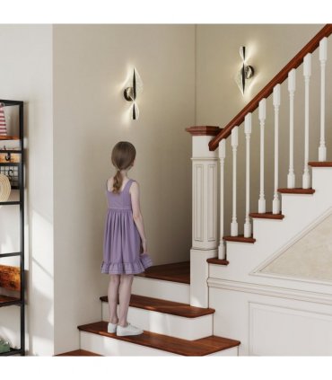 HOMCOM Led Wall Lamp 2 Pack, Modern Indoor Spiral Wall Light, Black