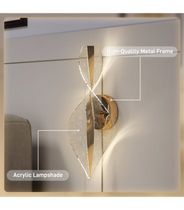 HOMCOM Led Wall Lamp 2 Pack, Modern Indoor Spiral Wall Light, Gold