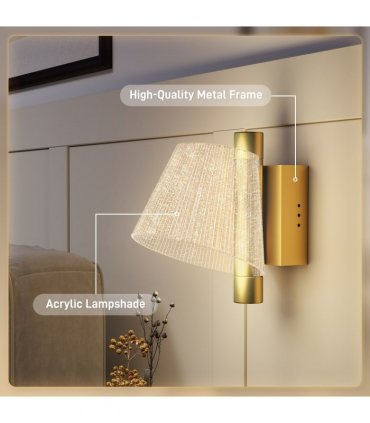 HOMCOM Led Wall Lamp 2 Pack, Modern Indoor Starry Wall Light, Gold