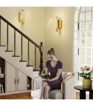 HOMCOM Led Wall Lamp 2 Pack, Modern Indoor Starry Wall Light, Gold