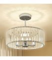 HOMCOM Semi Flush Mount Modern Crystal Chandelier Ceiling Light, Silver Tone