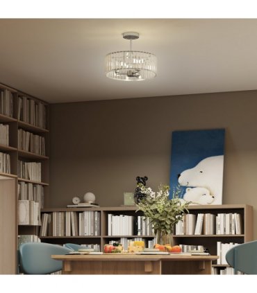 HOMCOM Semi Flush Mount Modern Crystal Chandelier Ceiling Light, Silver Tone