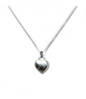 Puff Heart Silver Necklace