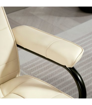 HOMCOM Massage Recliner Chair Cushioned Ottoman 10 Point Vibration Cream