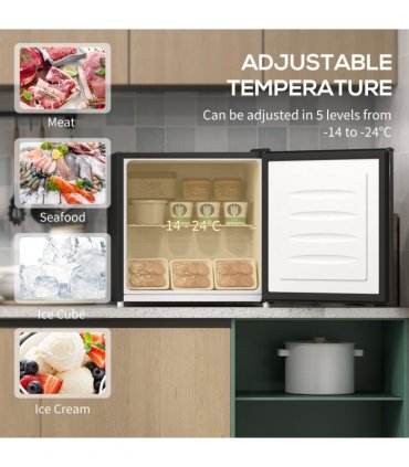 HOMCOM 35L Tabletop Freezer with Removable Wire Shelf and Two Keys, Black