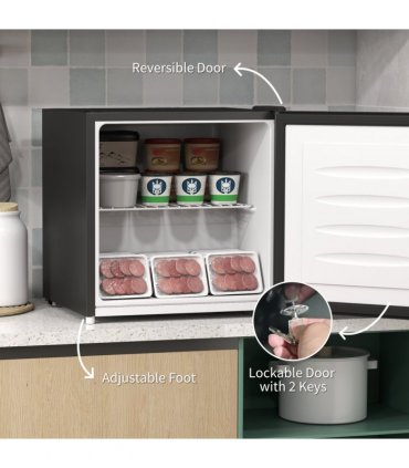 HOMCOM 35L Tabletop Freezer with Removable Wire Shelf and Two Keys, Black