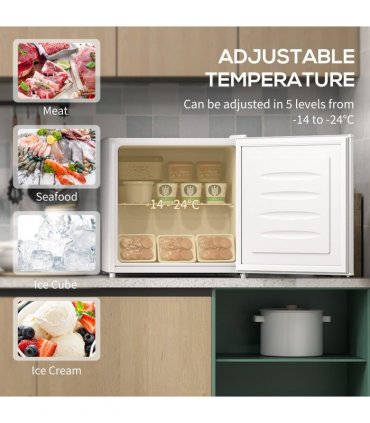 HOMCOM 35L Tabletop Freezer with Removable Wire Shelf and Two Keys, White