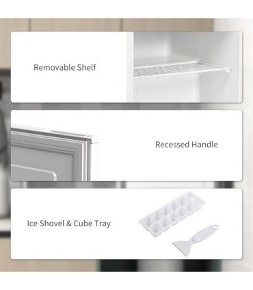 HOMCOM 35L Tabletop Freezer with Removable Wire Shelf and Two Keys, White