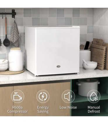 HOMCOM 35L Tabletop Freezer with Removable Wire Shelf and Two Keys, White