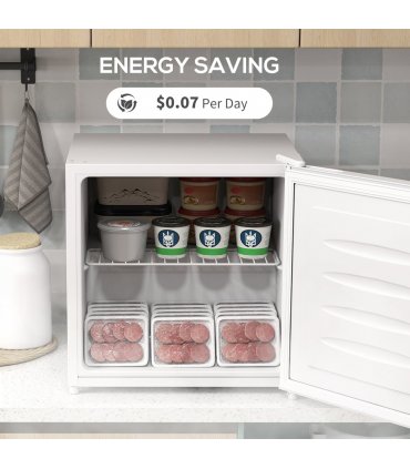 HOMCOM 35L Tabletop Freezer with Removable Wire Shelf and Two Keys, White