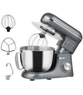 HOMCOM Electric Stand Mixer, 4.5L Food Mixer with Dough Hook, Whisk, Silver