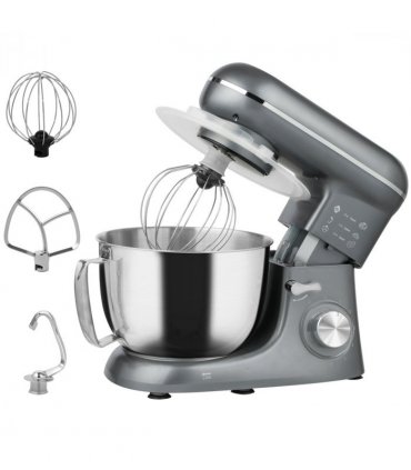 HOMCOM Electric Stand Mixer, 4.5L Food Mixer with Dough Hook, Whisk, Silver