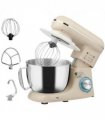 HOMCOM Electric Stand Mixer, 4.5L Food Mixer with Dough Hook, Whisk, Beige