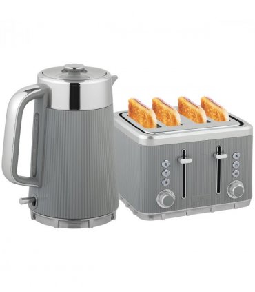 HOMCOM 1.7L 3000W Rapid Boil Kettle and 4 Slice Toaster Set Crumb Tray Tan