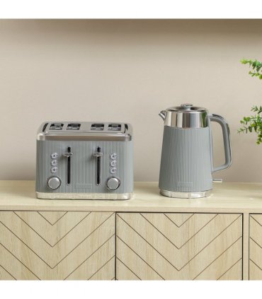 HOMCOM 1.7L 3000W Rapid Boil Kettle and 4 Slice Toaster Set Crumb Tray Tan