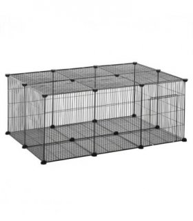Metal DIY Pet Playpen Cage 22 Piece w/Door Bunny Chinchilla Guinea Pig Pawhut