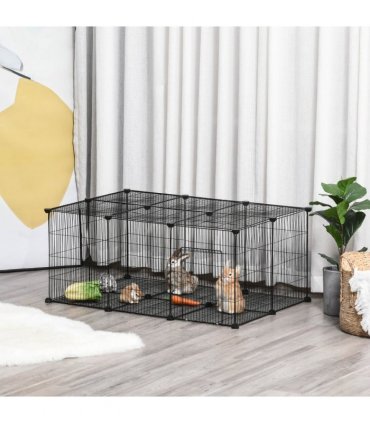 Metal DIY Pet Playpen Cage 22 Piece w/Door Bunny Chinchilla Guinea Pig Pawhut
