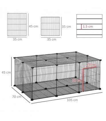Metal DIY Pet Playpen Cage 22 Piece w/Door Bunny Chinchilla Guinea Pig Pawhut