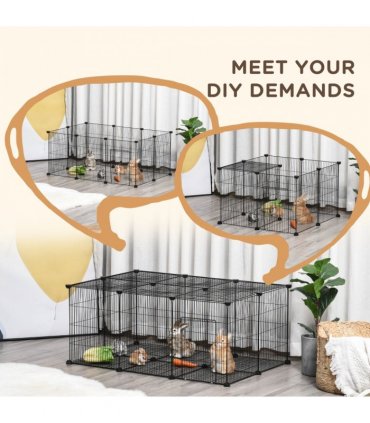 Metal DIY Pet Playpen Cage 22 Piece w/Door Bunny Chinchilla Guinea Pig Pawhut