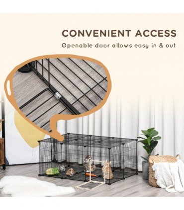 Metal DIY Pet Playpen Cage 22 Piece w/Door Bunny Chinchilla Guinea Pig Pawhut