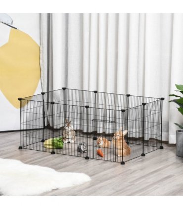 Metal DIY Pet Playpen Cage 22 Piece w/Door Bunny Chinchilla Guinea Pig Pawhut