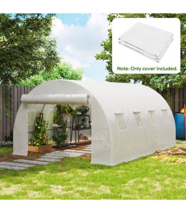 Outsunny 4 x 3 x 2m Greenhouse Replacement Cover ONLY for Tunnel Greenhouse — Colour: White