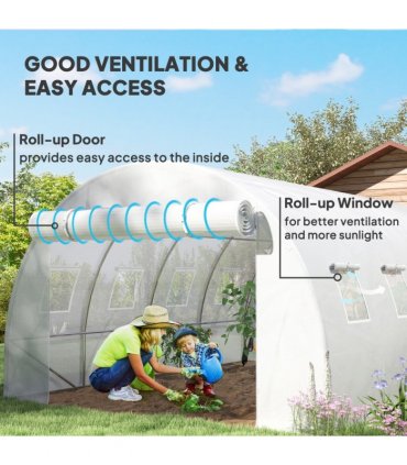 Outsunny 4 x 3 x 2m Greenhouse Replacement Cover ONLY for Tunnel Greenhouse — Colour: White