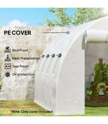 Outsunny 4 x 3 x 2m Greenhouse Replacement Cover ONLY for Tunnel Greenhouse — Colour: White