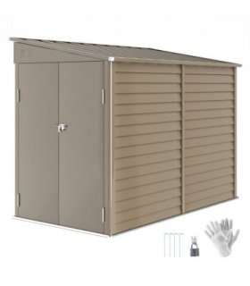 Outsunny 5 x 9ft Galvanised Metal Garden Shed with Foundation Kit, Brown