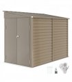 Outsunny 5 x 9ft Galvanised Metal Garden Shed with Foundation Kit, Brown